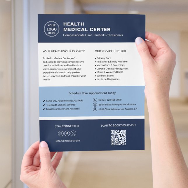 Healthcare Clinic Doctor Custom Logo QR Code  Flyer (Healthcare Clinic Doctor Custom Logo QR Code Flyer)