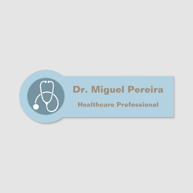 Healthcare Doctor Health Care Stethoscope Zazzle Name Tag (Front)