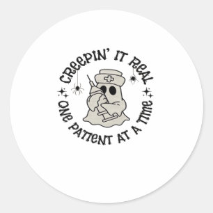 Healthcare Halloween, Creeping It Real One Patient Classic Round Sticker