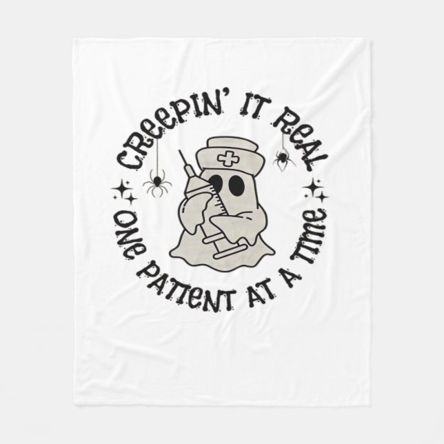 Healthcare Halloween, Creeping It Real One Patient Fleece Blanket (Front)