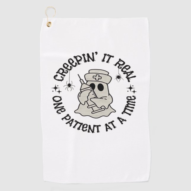 Healthcare Halloween, Creeping It Real One Patient Golf Towel (Front)