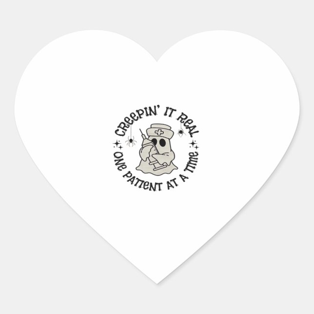 Healthcare Halloween, Creeping It Real One Patient Heart Sticker (Front)