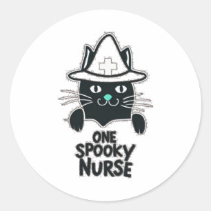 Healthcare Hero with Nine Lives - One Spooky Nurse Classic Round Sticker