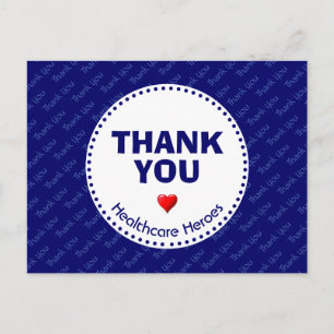 Healthcare Heroes THANK YOU Customisable BLUE Postcard
