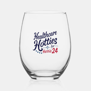 Healthcare Hotties for Harris 24 Election Kamala Stemless Wine Glass