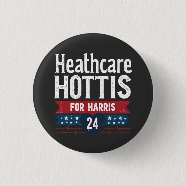 HealthCare Hotties For Harris 24 Kamala Walz Nurse 3 Cm Round Badge (Front)