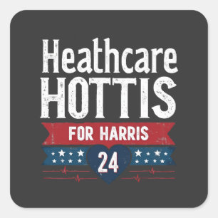 HealthCare Hotties For Harris 24 Kamala Walz Nurse Square Sticker