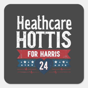 HealthCare Hotties For Harris 24 Kamala Walz Nurse Square Sticker