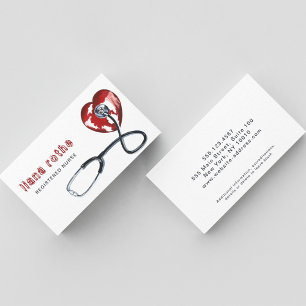 Healthcare Medical Doctor Nurse Stethoscope Heart Business Card