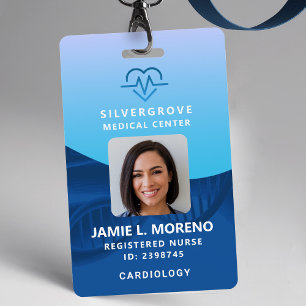 Healthcare Medical Heart Logo Blue Photo Nurse ID ID Badge