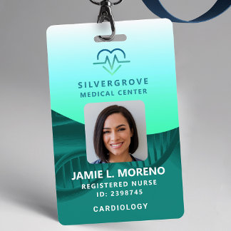 Healthcare Medical Heart Logo Green Photo Nurse ID ID Badge