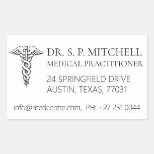HEALTHCARE MEDICAL PROFESSIONAL DETAILS SELF-INKIN RECTANGULAR STICKER