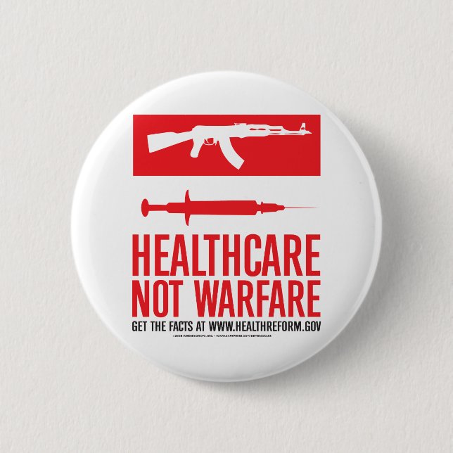 Healthcare NOT Warfare 6 Cm Round Badge (Front)