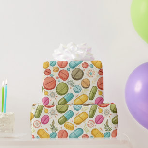 Healthcare & Pharmacy Leaf Boho Colour Capsule  Wrapping Paper