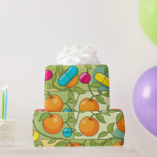 Healthcare & Pharmacy Oranges and Vines Wrapping Paper