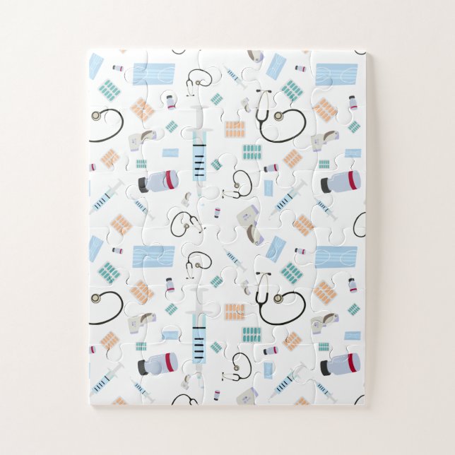 Healthcare Physician Medical Supplies Pattern Jigsaw Puzzle (Vertical)