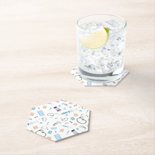 Healthcare Physician Medical Supplies Pattern Paper Coaster (Insitu)