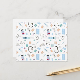 Healthcare Physician Medical Supplies Pattern Postcard
