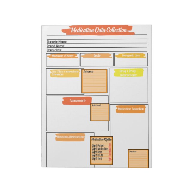 Healthcare Student Medication Template  Notepad (Rotated)