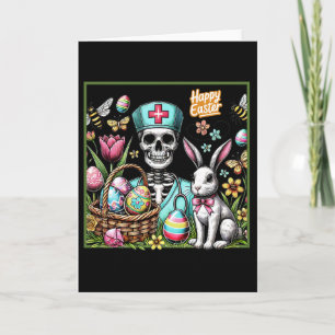 Healthcare Worker Easter Day Skeleton Cute Bunny E Card