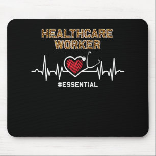 Healthcare Worker #Essential Stethoscope Heartbeat Mouse Pad