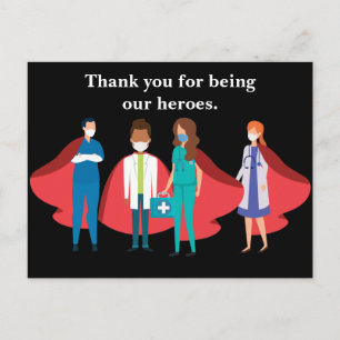 Healthcare Workers Doctor Nurse Hero Thank You Postcard