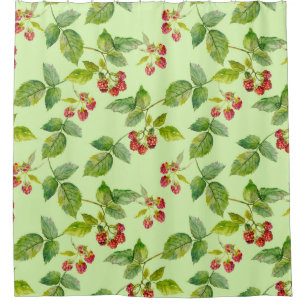 Healthy Berry: Raspberry Seamless Background. Shower Curtain