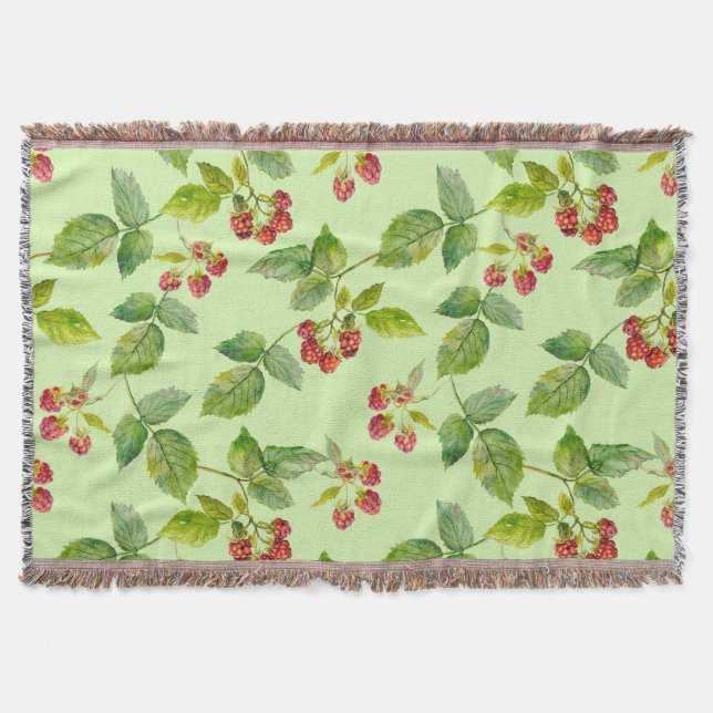 Healthy Berry: Raspberry Seamless Background. Throw Blanket (Front)