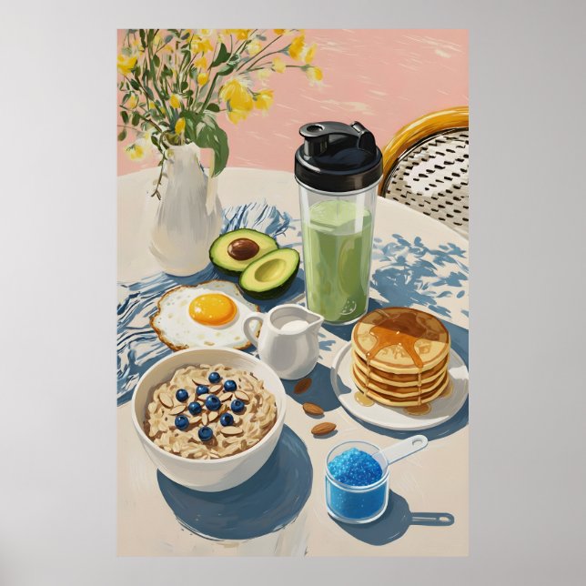 Healthy Breakfast gym Food Kitchen Pancakes Cozy Poster (Front)