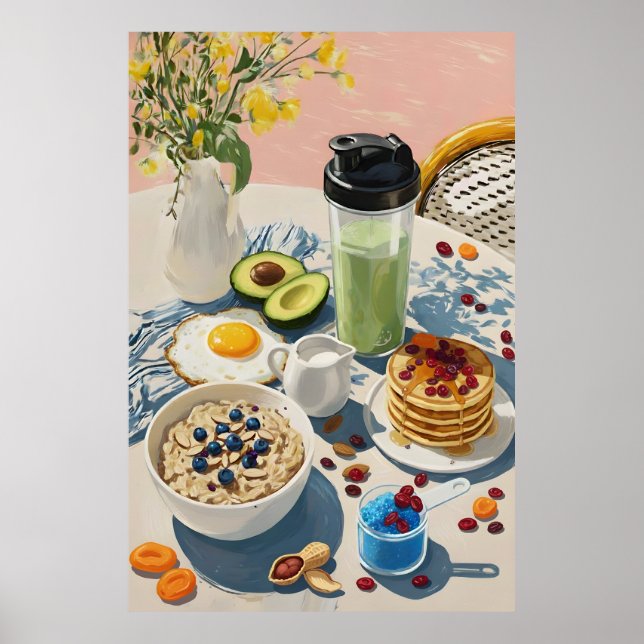 Healthy Breakfast gym Food Kitchen Pancakes Cozy Poster (Front)