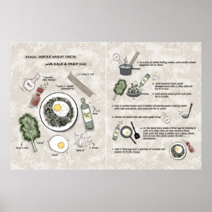 Healthy Breakfast Pasta Recipe Illustration Poster