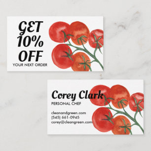 Healthy Chef Nutritionist Tomatoes Watercolor  Discount Card
