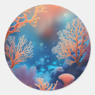 Healthy coral in clean ocean. classic round sticker