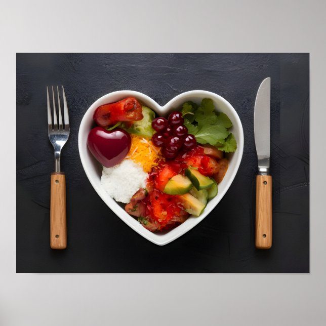 Healthy Diet Food with Heart Bowl Poster (Front)