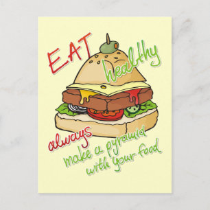 Healthy eating burger pyramid postcard