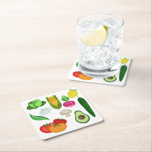 Healthy Eats Square Paper Coaster