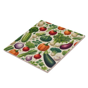 Healthy Food Happy Vegetables Trendy Collection Ceramic Tile