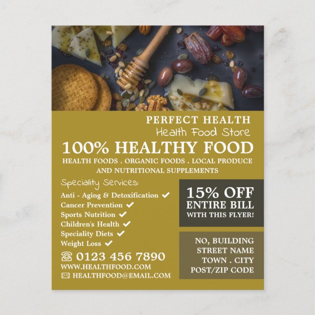 Healthy Food, Health Food Store Advertising Flyer (Front)