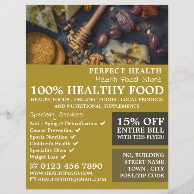 Healthy Food, Health Food Store Advertising Flyer (Front)