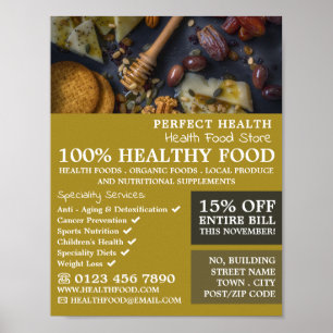 Healthy Food, Health Food Store Advertising Poster