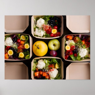 Healthy Food in Eco-Friendly Takeaway Boxes Poster
