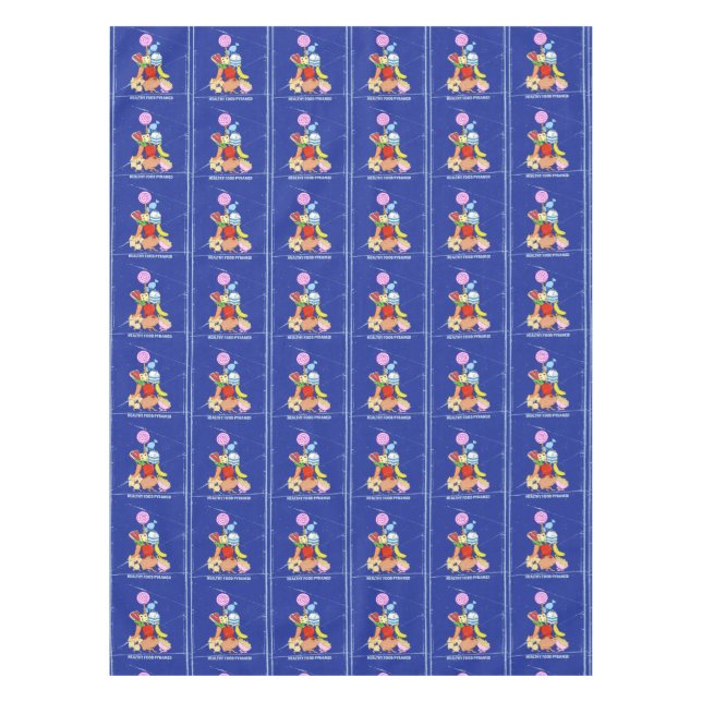 Healthy food pyramid funny cartoon illustration tablecloth (Front)