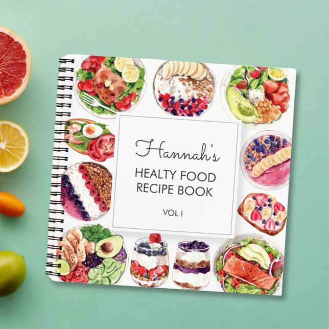 Healthy Food Watercolor Recipe Cookbook Notebook (In situ)