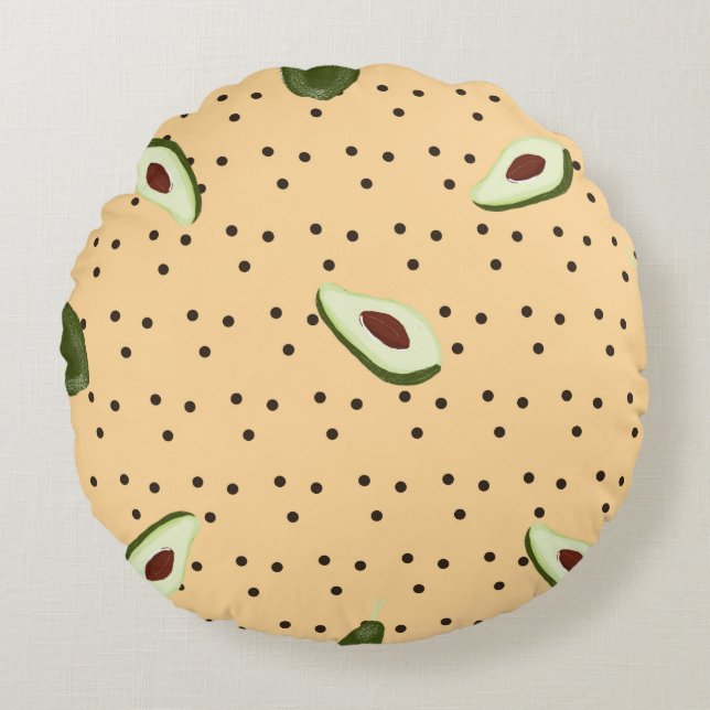 Healthy foods. Seamless avocado pattern,  avocado  Round Cushion (Front)