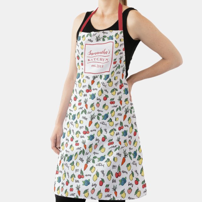 Healthy Fruit and Vegetables Pattern Modern Styled Apron (Insitu)
