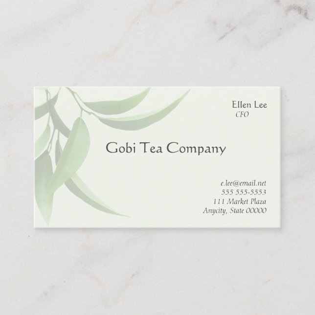 Healthy green leaves business card (Front)