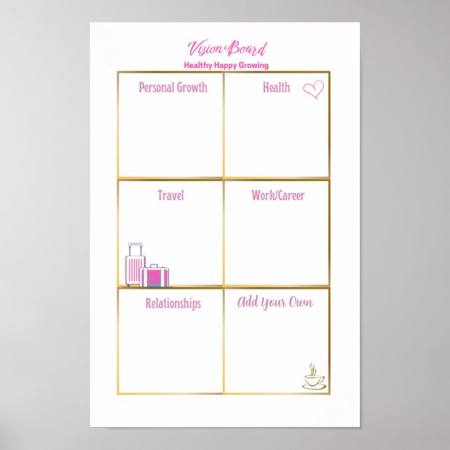 Healthy Happy Inspiring Vision Board  Poster (Front)