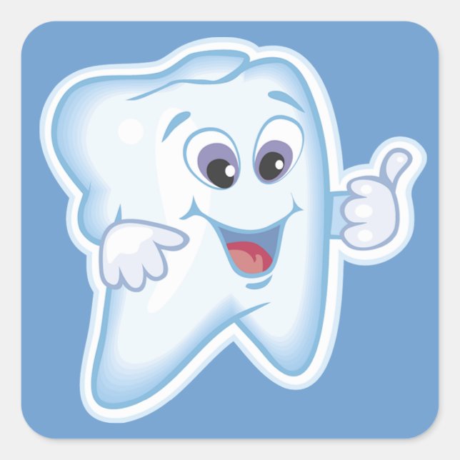 Healthy Happy Tooth Square Sticker (Front)