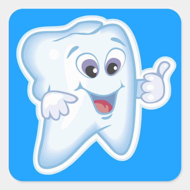 Healthy Happy Tooth Square Sticker (Front)