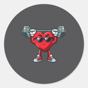 Healthy Heart Heart Disease Awareness Weightliftin Classic Round Sticker
